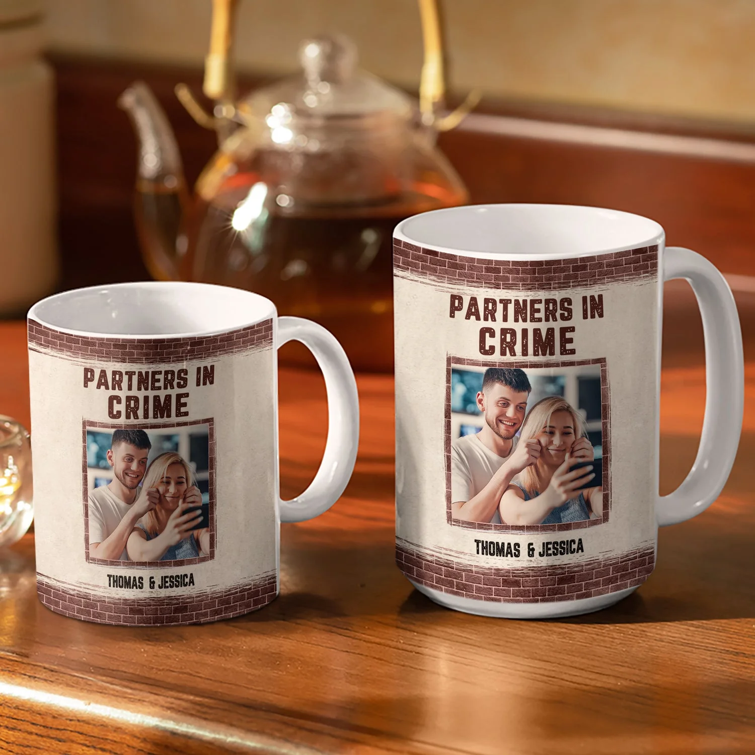 Custom Photo Bestie Sibling Partners In Crime - Personalized Custom White Edge-to-Edge Mug - Image 3