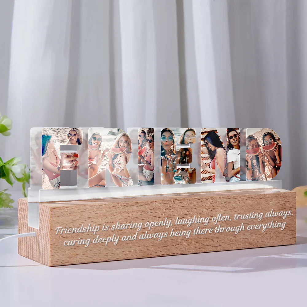 Custom Photo Bestie Sister Because Of You - Personalized Custom Shaped LED Light - Image 2