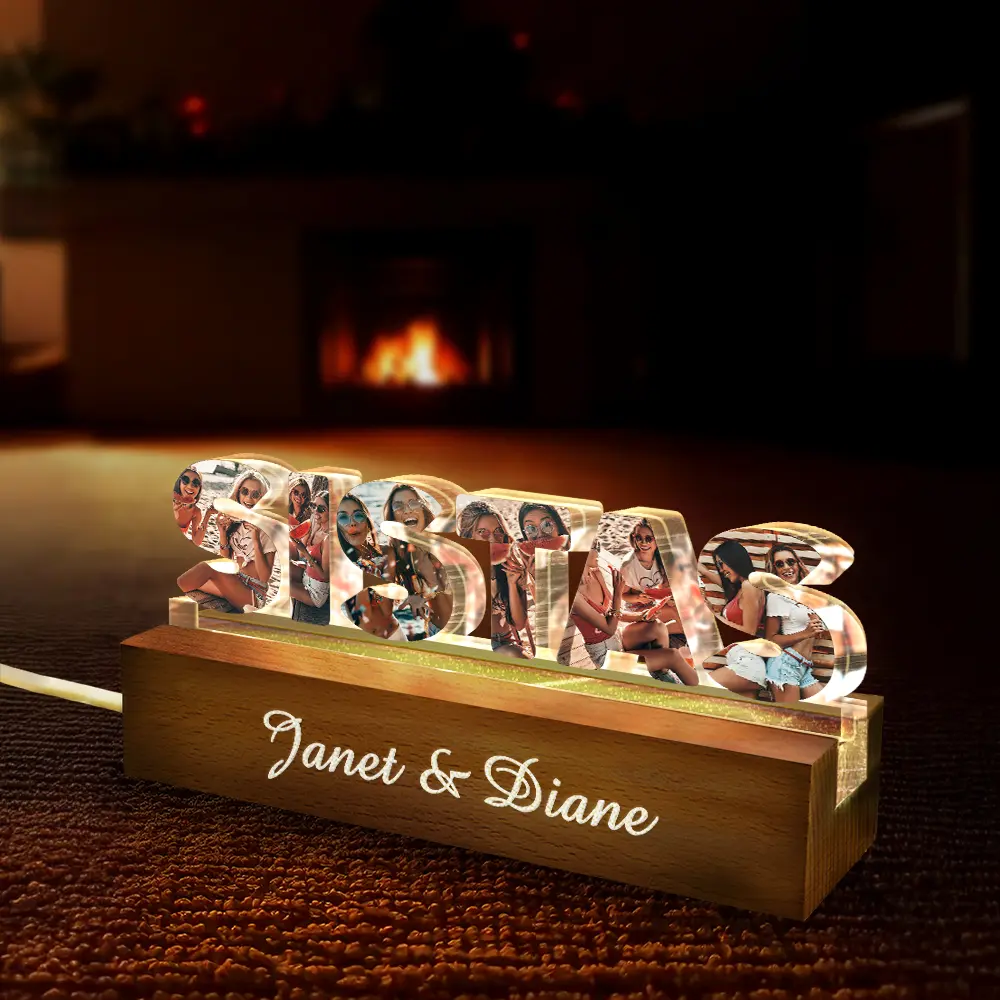 Custom Photo Bestie Sister Custom Names - Personalized Custom Shaped LED Light - Image 4