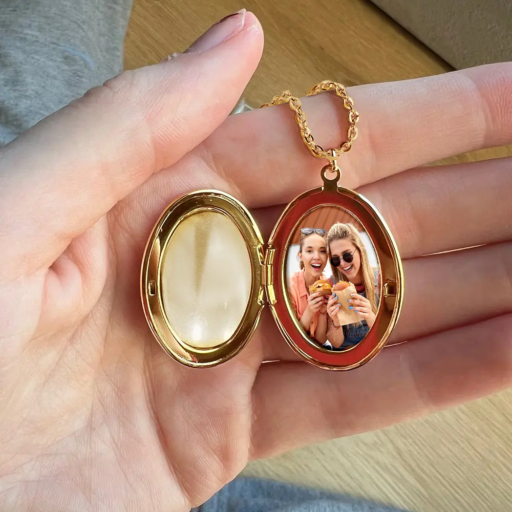 Custom Photo Besties Always Close At Heart - Personalized Locket Necklace - Image 5