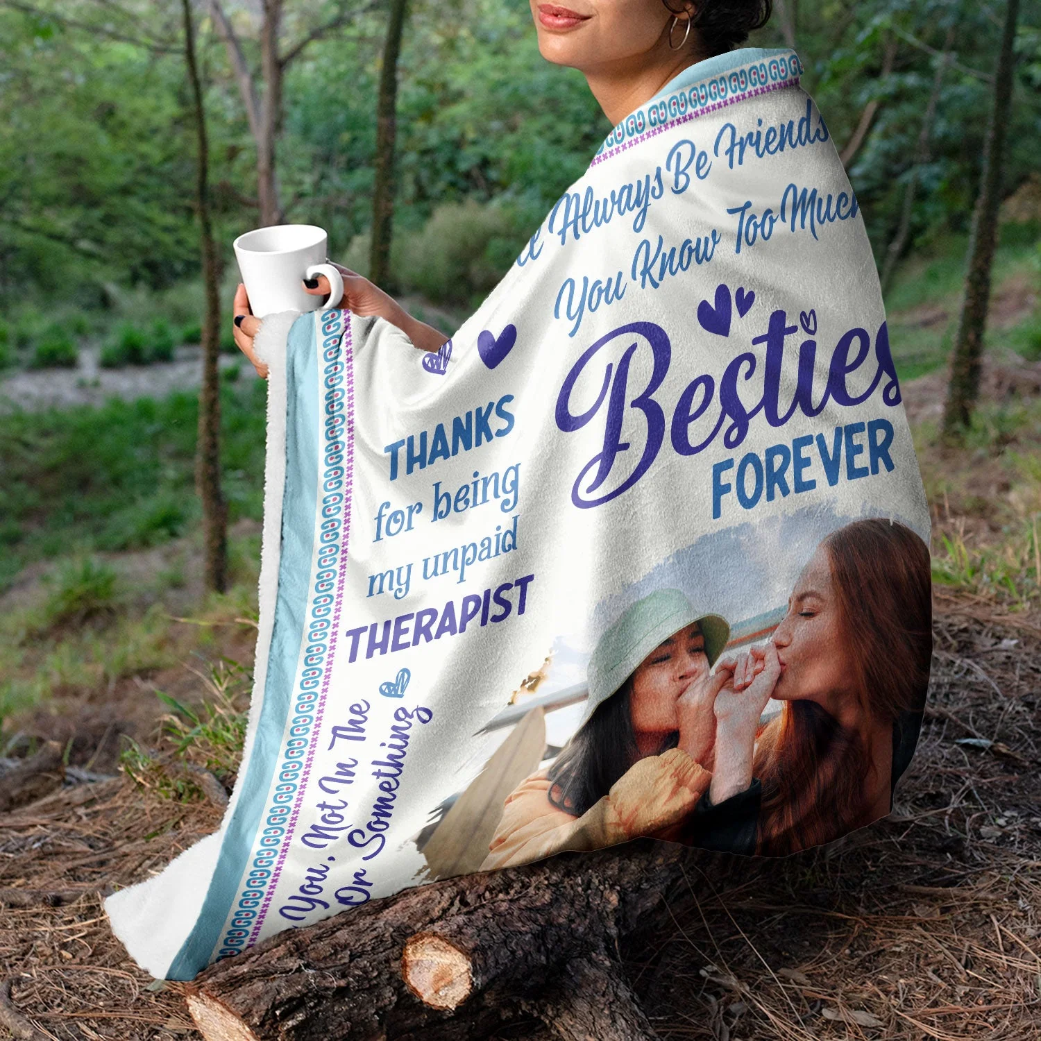 Custom Photo Besties Forever - Birthday Gift For BFF Best Friends, Sisters - Personalized Fleece Blanket - Image 5