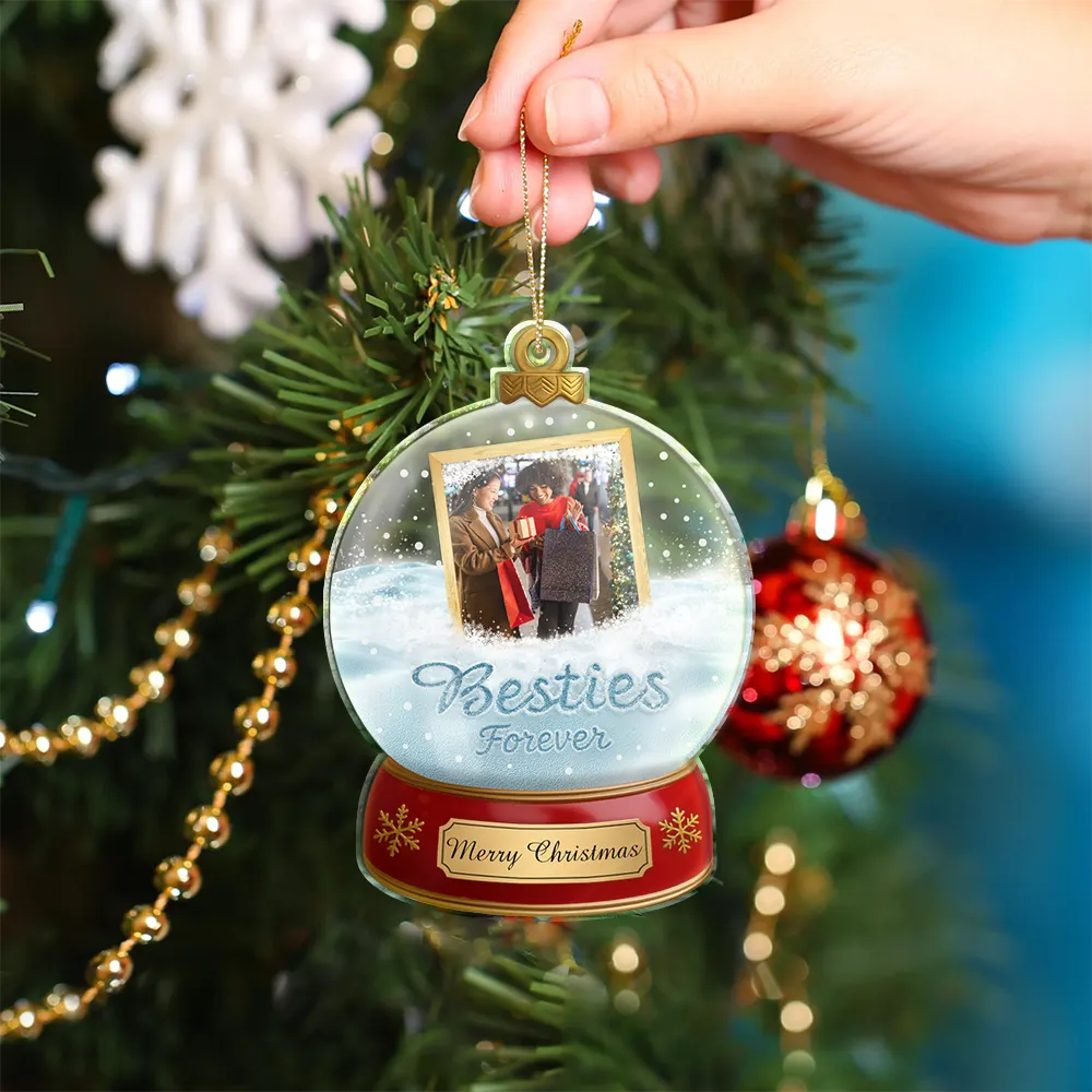 Custom Photo Besties Forever Christmas - Personalized Custom Shaped Acrylic Ornament - Image 4