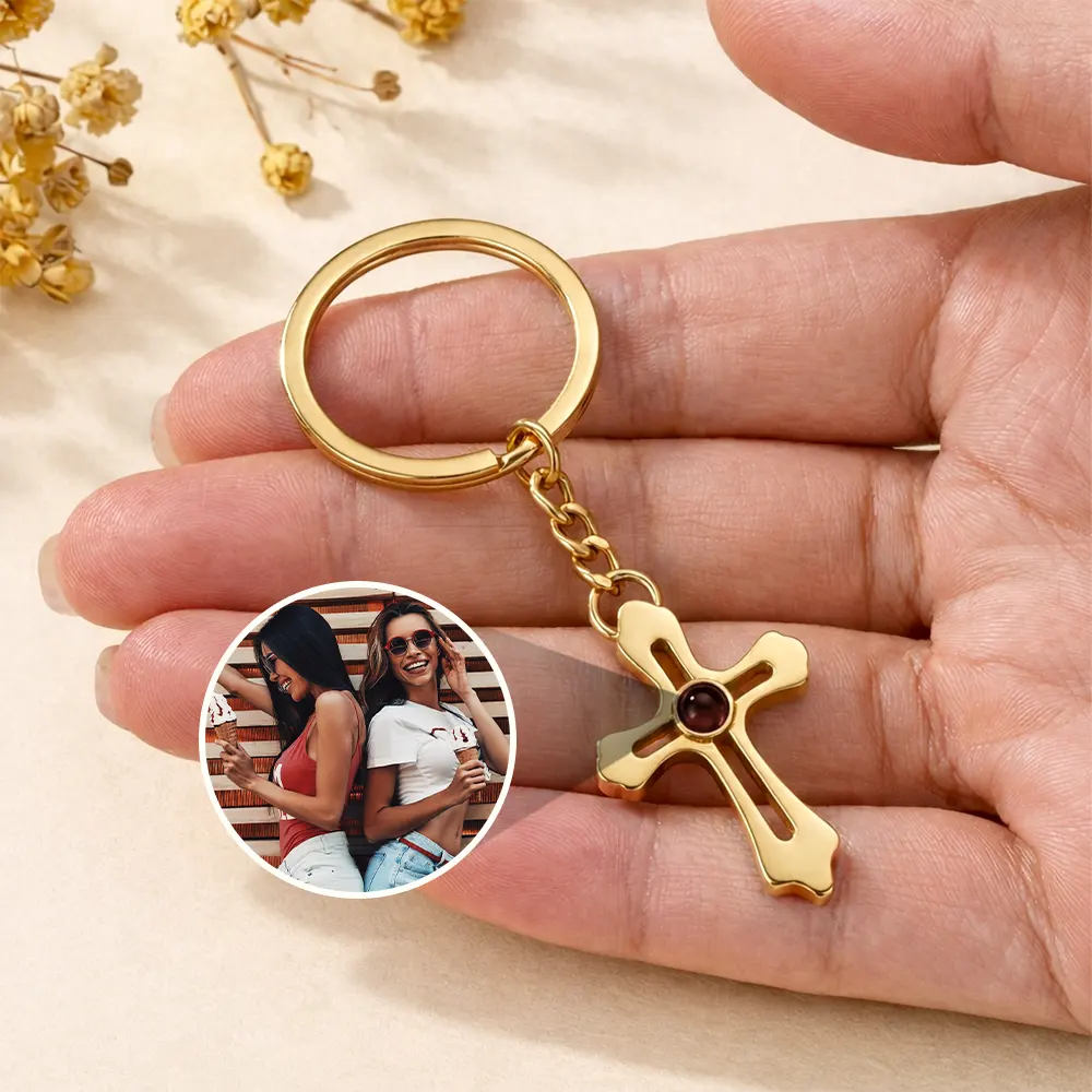 Custom Photo Besties Forever - Personalized Custom Shaped Photo Projection Keychain - Image 3