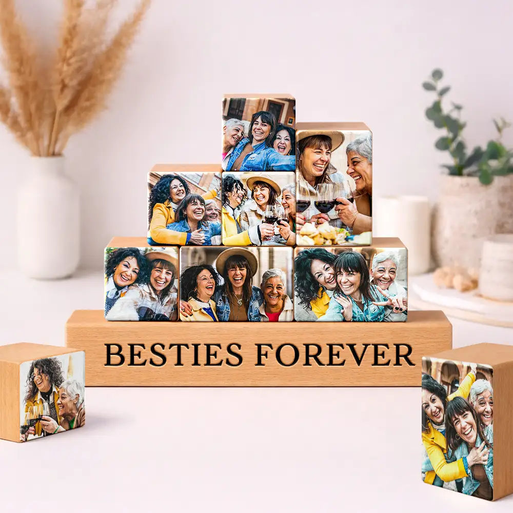 Custom Photo Besties Forever - Personalized Wooden Stacking Photo Blocks - Image 2
