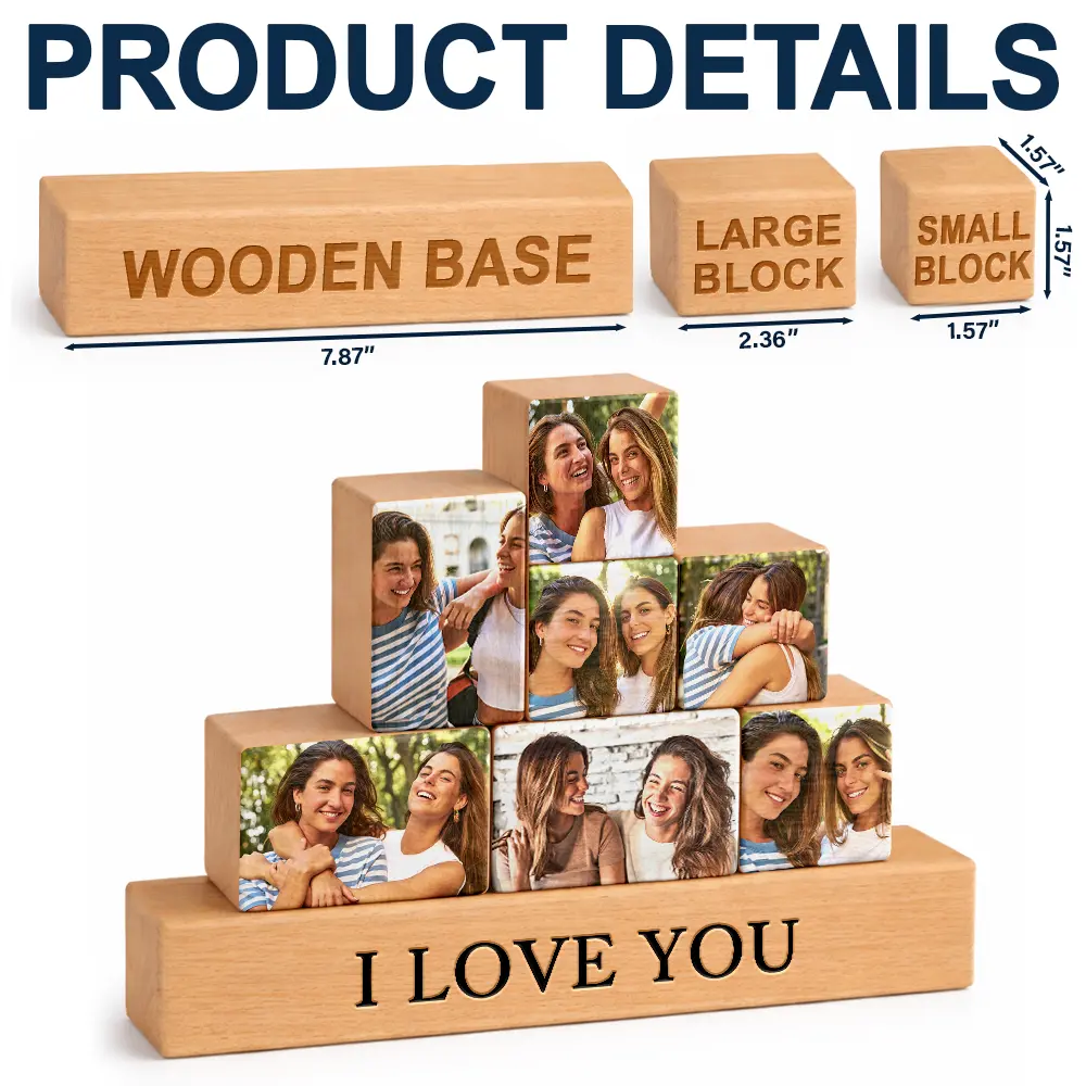 Custom Photo Besties Forever - Personalized Wooden Stacking Photo Blocks - Image 4