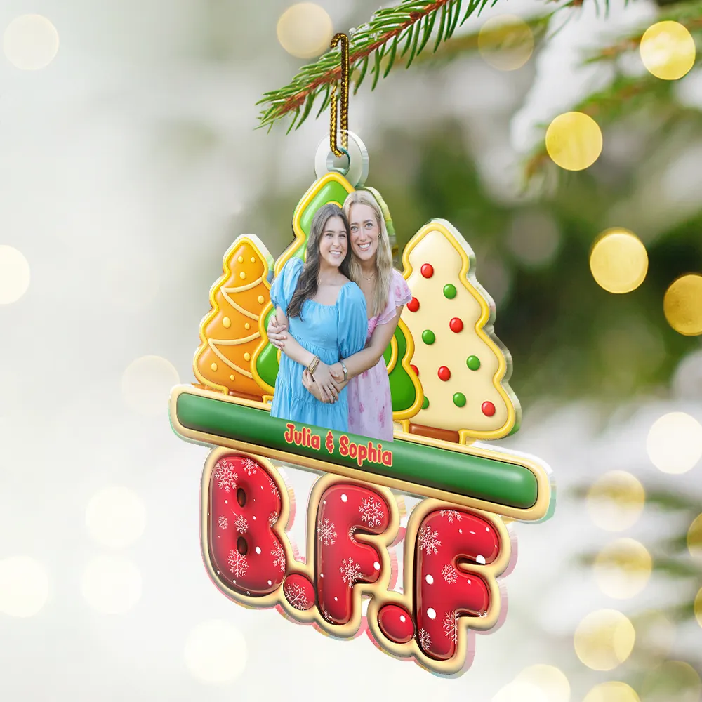 Custom Photo Besties Friends Siblings Forever - Personalized Custom Shaped Acrylic Ornament - Image 4