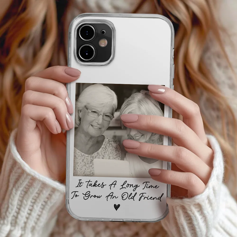 Custom Photo Besties Gray Scale Right In The Throat - Personalized Clear Phone Case - Image 2