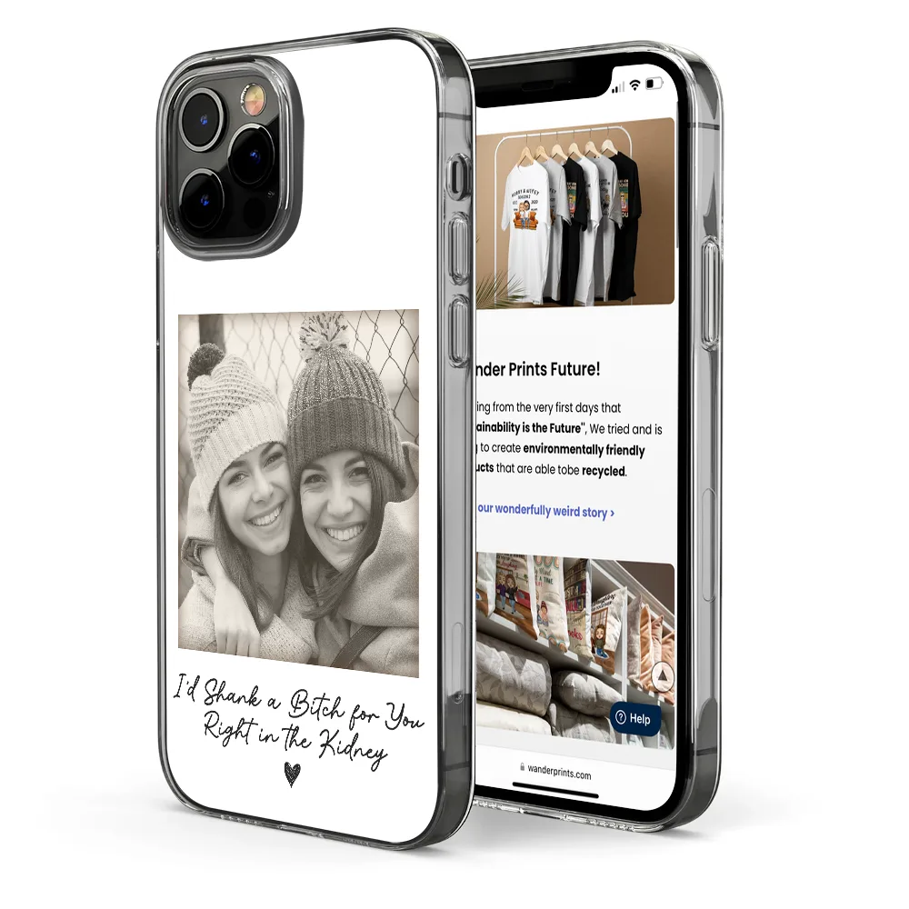Custom Photo Besties Gray Scale Right In The Throat - Personalized Clear Phone Case - Image 4