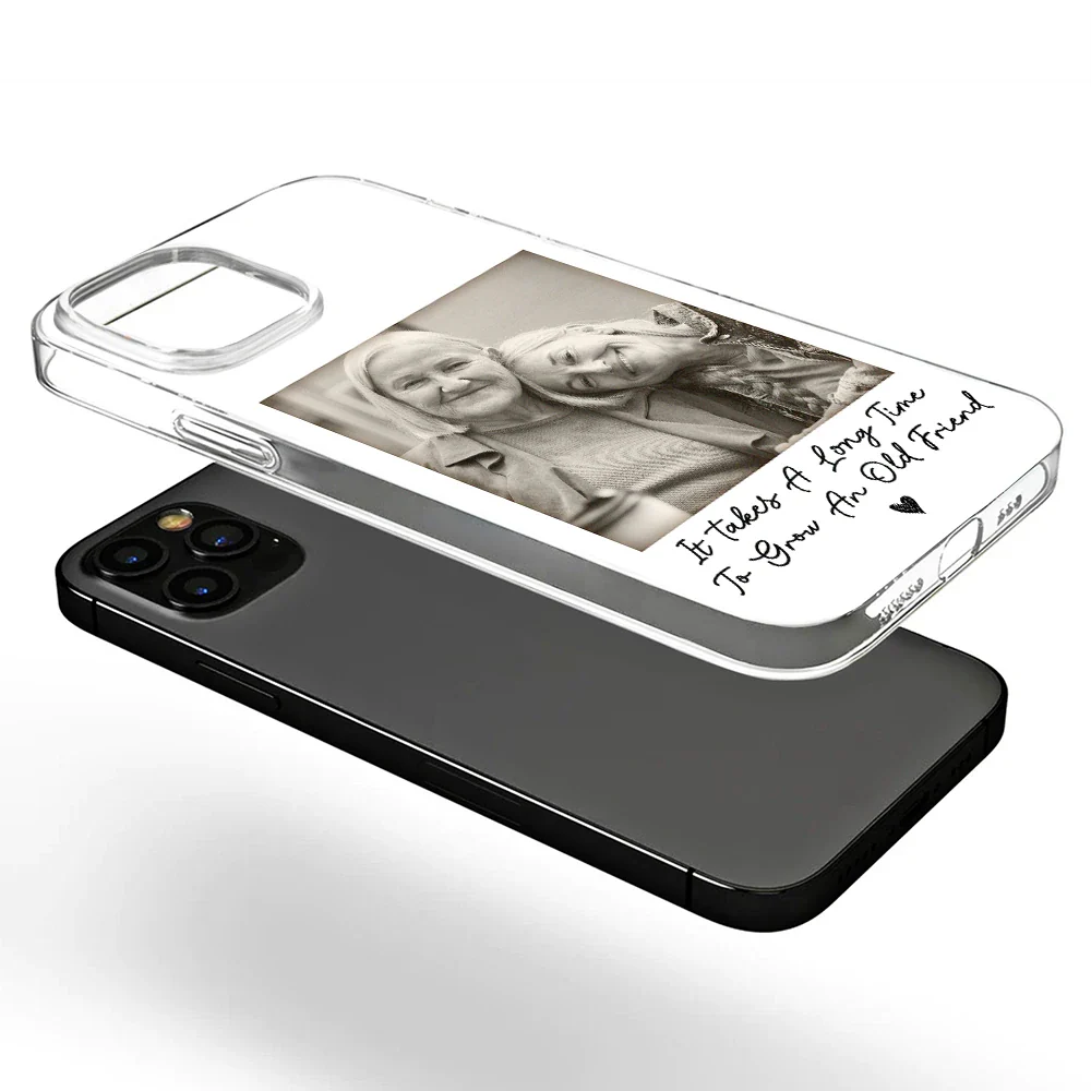 Custom Photo Besties Gray Scale Right In The Throat - Personalized Clear Phone Case - Image 5