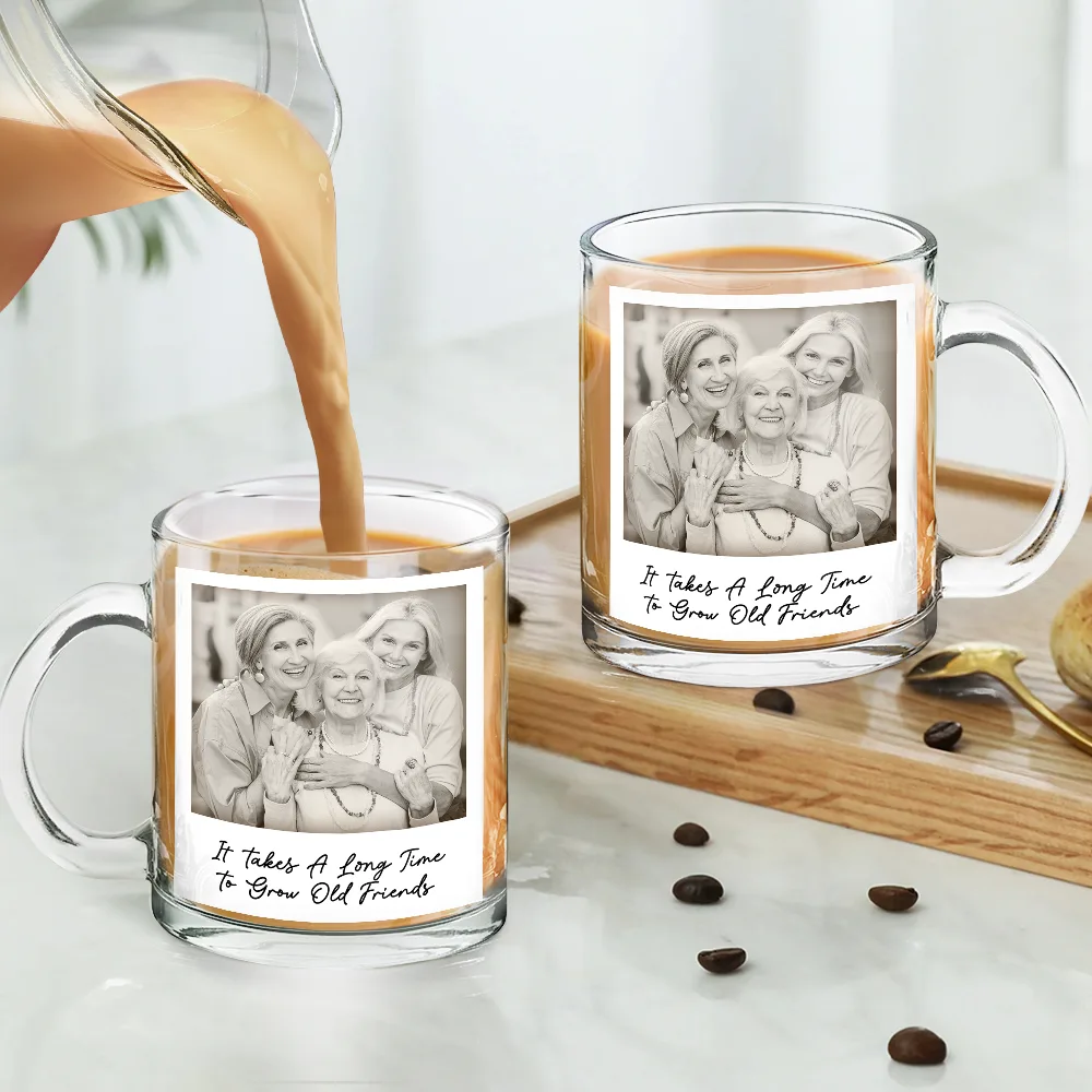 Custom Photo Besties Gray Scale Right In The Throat - Personalized Glass Mug - Image 4