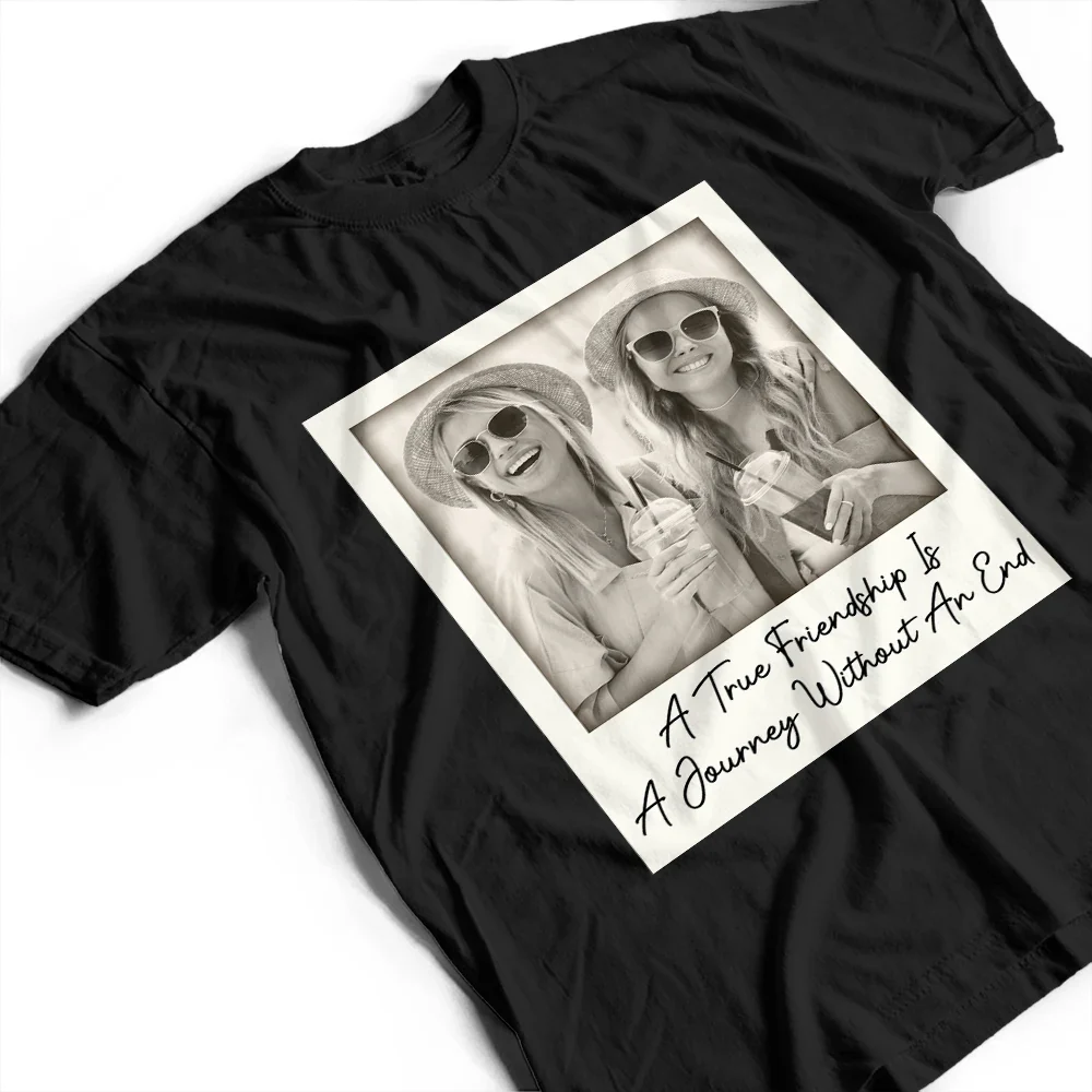 Custom Photo Besties Gray Scale Right In The Throat - Personalized T Shirt - Image 3