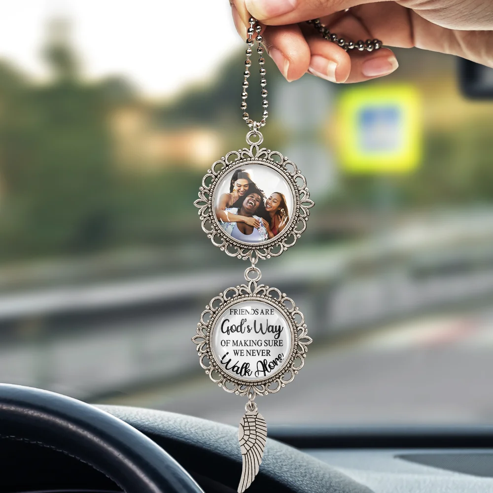 Custom Photo Besties Making Sure We Never Walk Alone Car Hanger - Personalized Photo Pendant Charm - Image 3