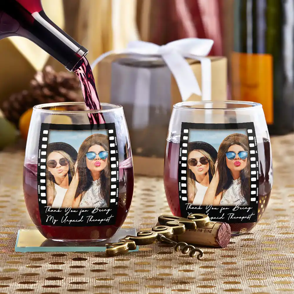 Custom Photo Besties Right In The Throat Film Roll - Personalized Stemless Wine Glass - Image 3