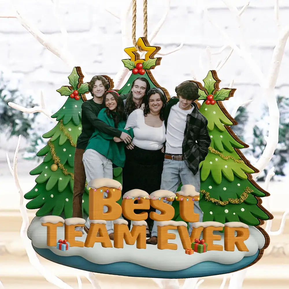 Custom Photo Besties Sisters Best Team Ever - Personalized Custom Shaped Wooden Ornament - Image 7