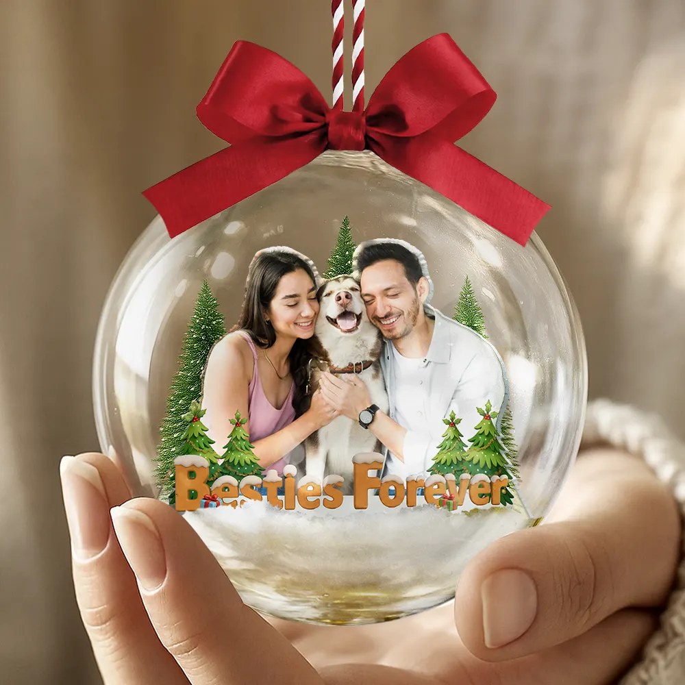 Custom Photo Besties Sisters Best Team Forever - Personalized 3D Acrylic Ball Ornament - Image 7
