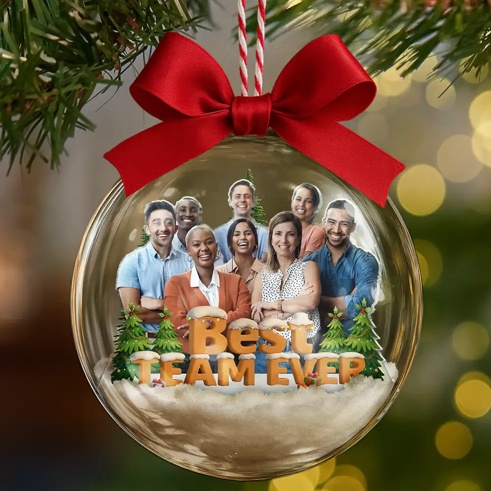 Custom Photo Besties Sisters Best Team Forever - Personalized 3D Acrylic Ball Ornament - Image 9