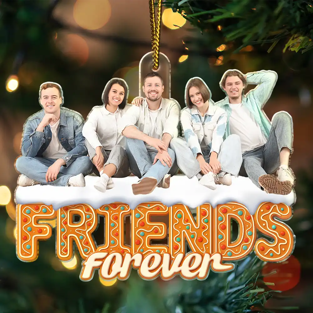 Custom Photo Besties Sisters Family Forever Christmas Gingerbread - Personalized Custom Shaped Acrylic Ornament - Image 4