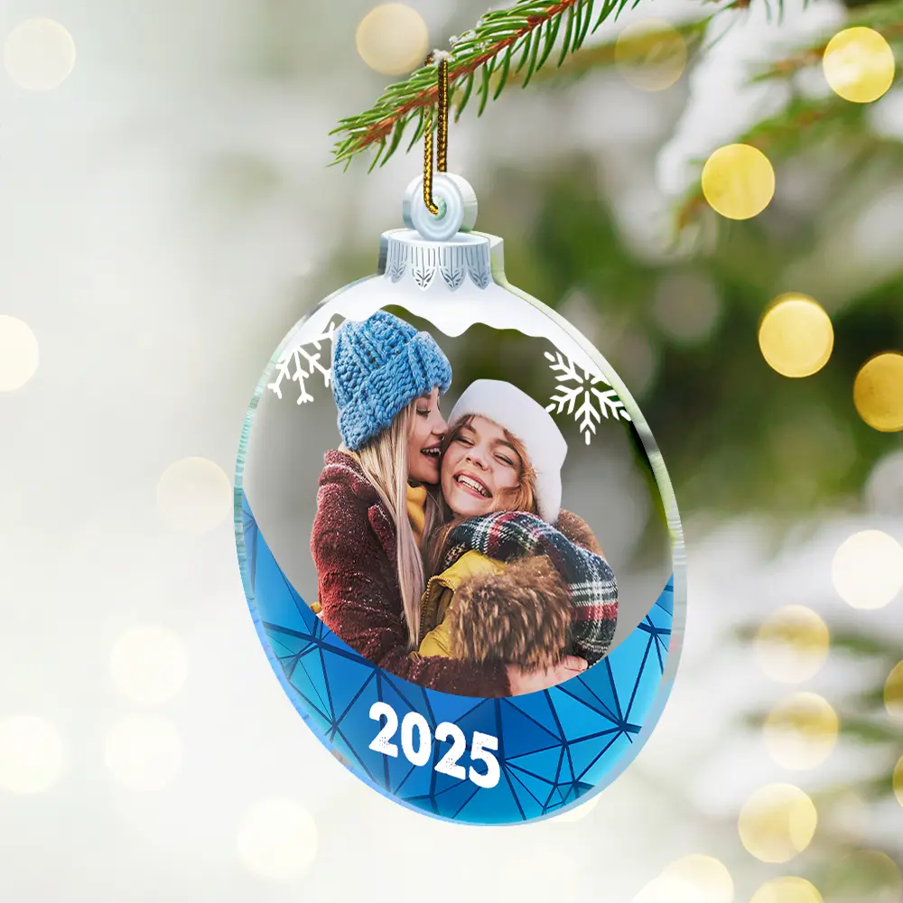 Custom Photo Besties Sisters Family Snowflakes - Personalized Custom Shaped Acrylic Ornament - Image 3