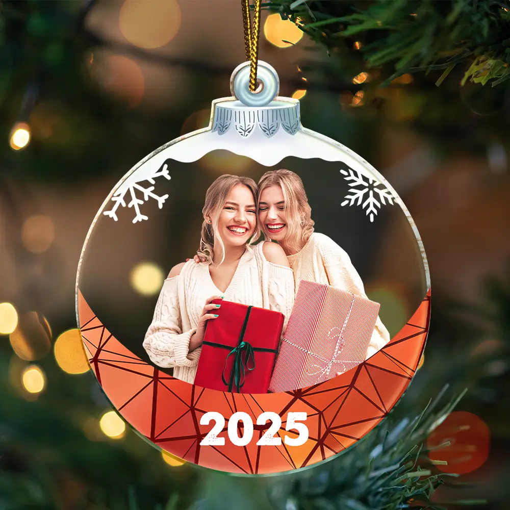 Custom Photo Besties Sisters Family Snowflakes - Personalized Custom Shaped Acrylic Ornament - Image 4