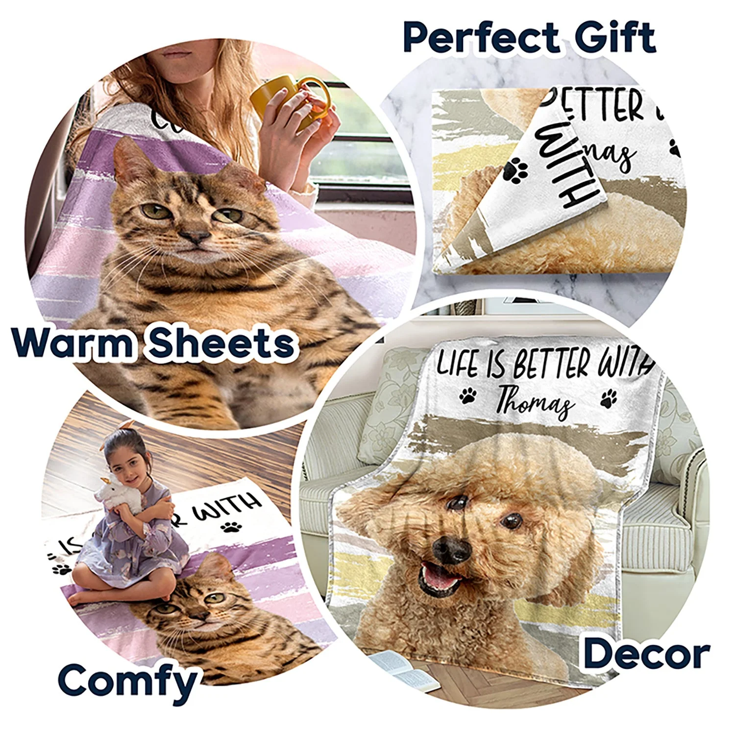 Custom Photo Better Life With Dog Cat - Gift For Pet Lovers - Personalized Fleece Blanket - Image 8