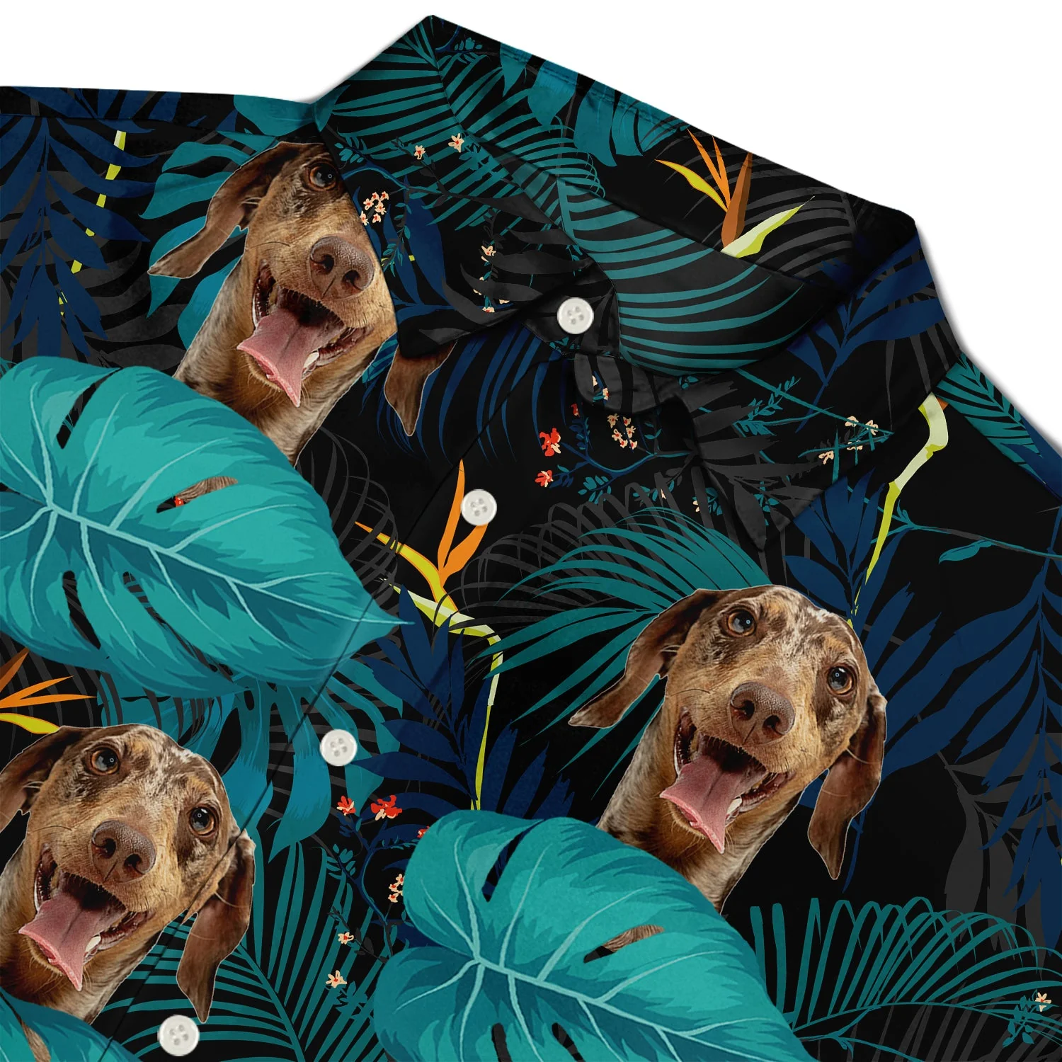 Custom Photo Black Tropical Funny Family Pet Face - Gift For Men, Best Friends, Siblings, Dog And Cat Lovers - Personalized Custom Hawaiian Shirt - Image 4