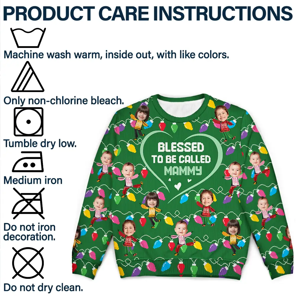 Custom Photo Blessed To Be Called Grandma Nana Mom - Personalized Unisex Ugly Sweater - Image 8