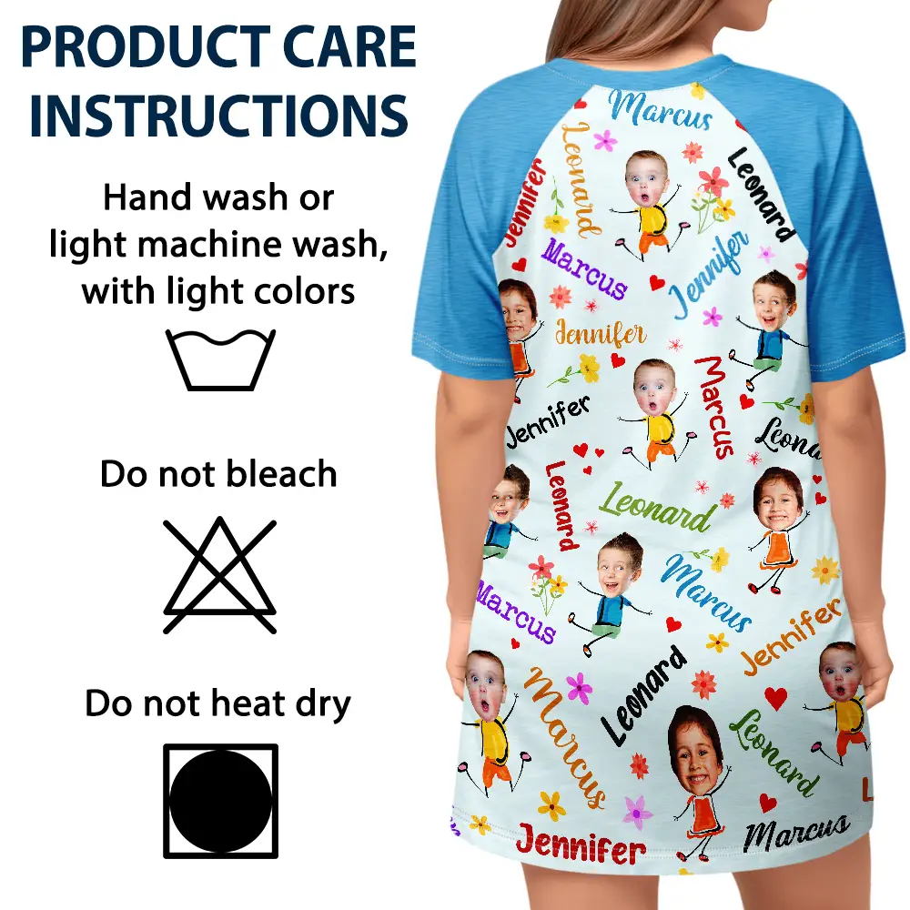 Custom Photo Blessed To Be Called Grandma Nana - Personalized Women's Sleep Tee - Image 6