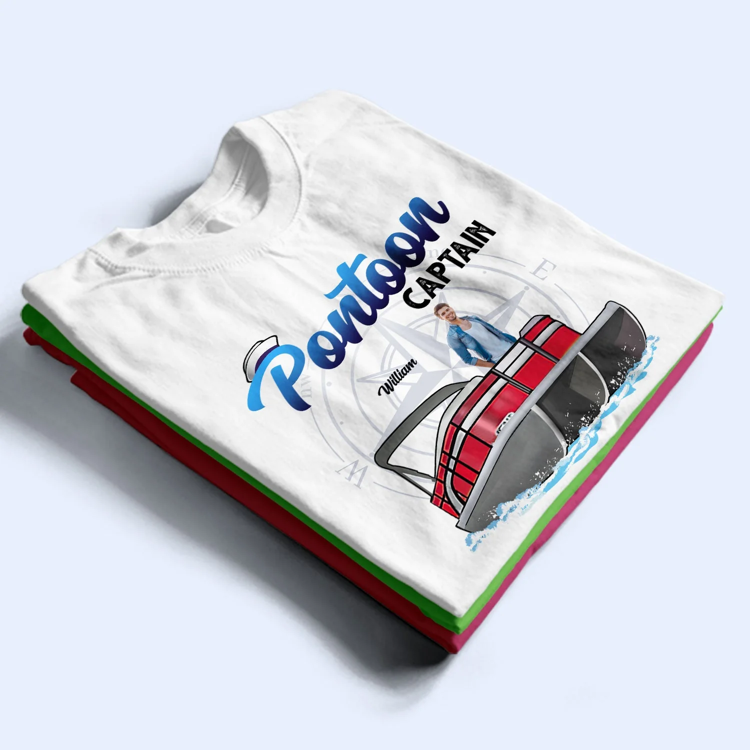 Custom Photo Boating Pontoon Captain - Birthday, Traveling, Cruising Gift For Pontooning Lovers, Lake Lovers, Travelers - Personalized Custom T Shirt - Image 2