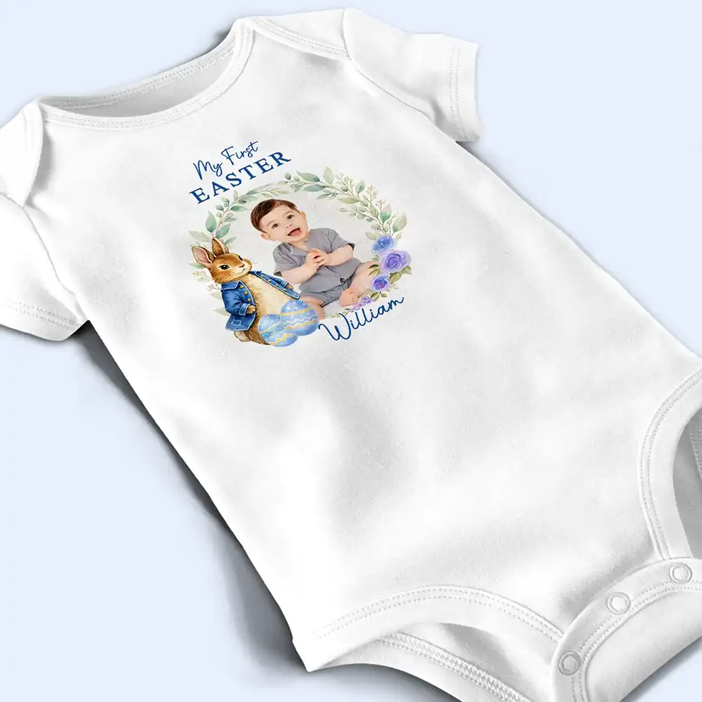 Custom Photo Bunny First Easter - Personalized Baby Onesie - Image 4