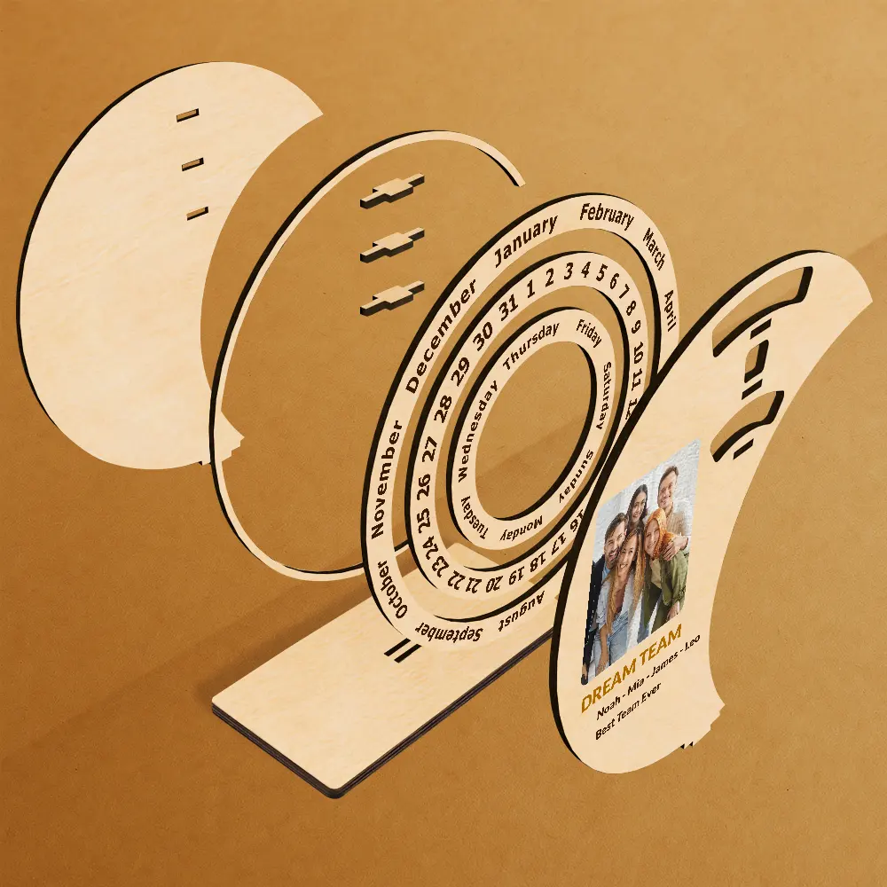Custom Photo Business Team Corporate Gift New Year - Personalized Spinning Perpetual Desk Calendar - Image 3