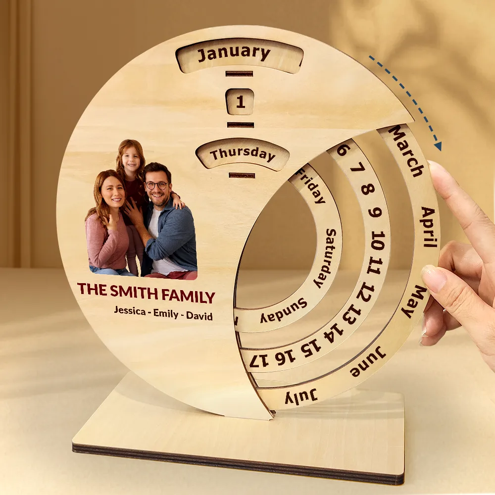 Custom Photo Business Team Corporate Gift New Year - Personalized Spinning Perpetual Desk Calendar - Image 5