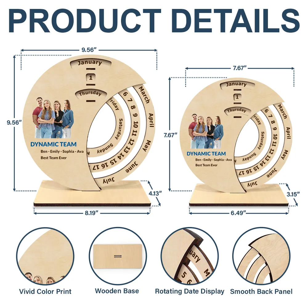 Custom Photo Business Team Corporate Gift New Year - Personalized Spinning Perpetual Desk Calendar - Image 6