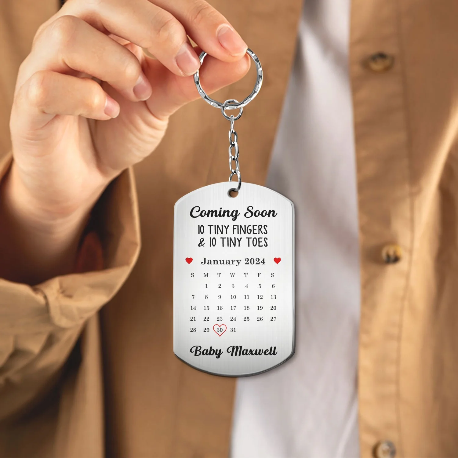Custom Photo Calendar Baby Announcement - Gift For Pregnant Mother - Personalized Aluminum Keychain - Image 4