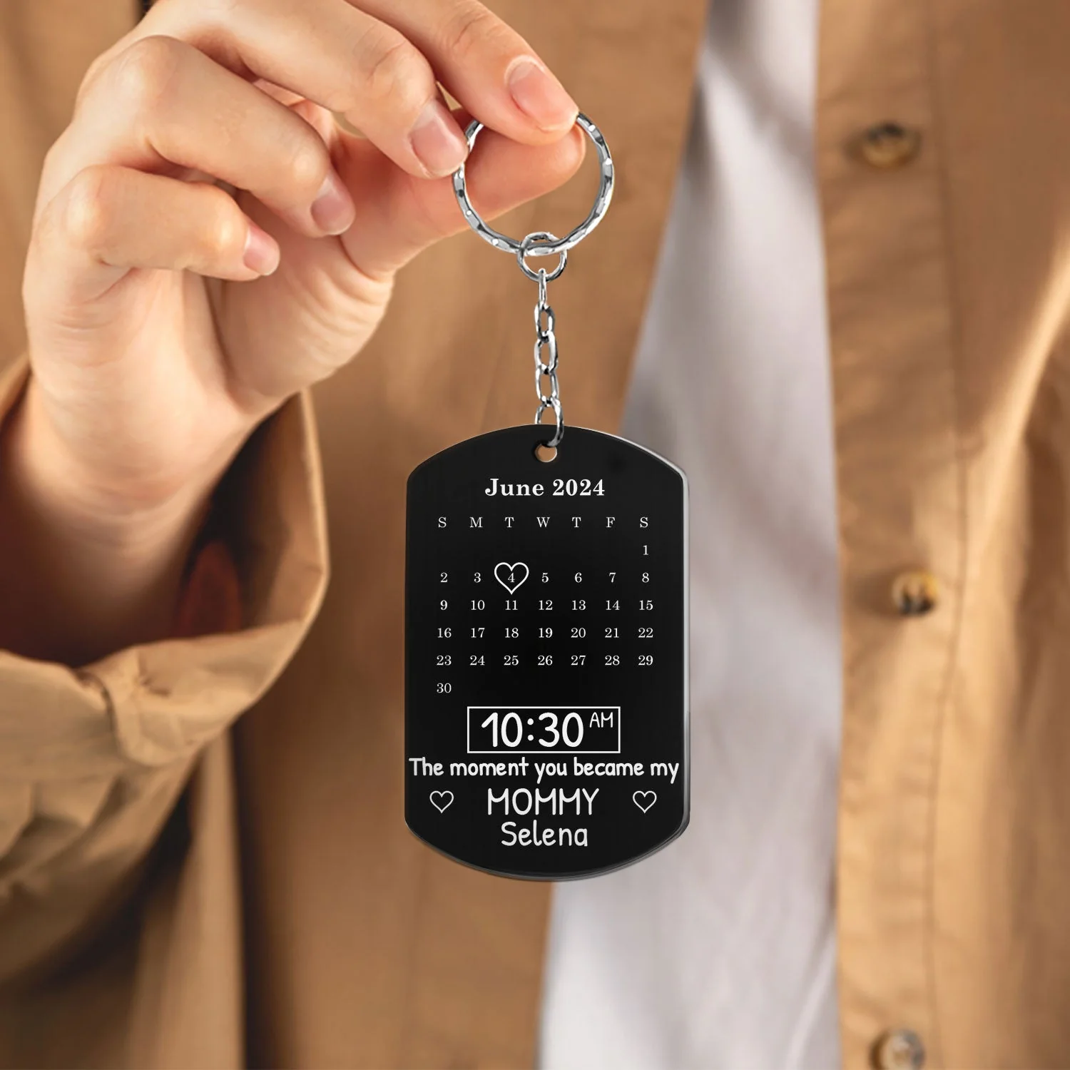 Custom Photo Calendar Black The Moment You Became My Daddy - Gift For Father - Personalized Aluminum Keychain - Image 4