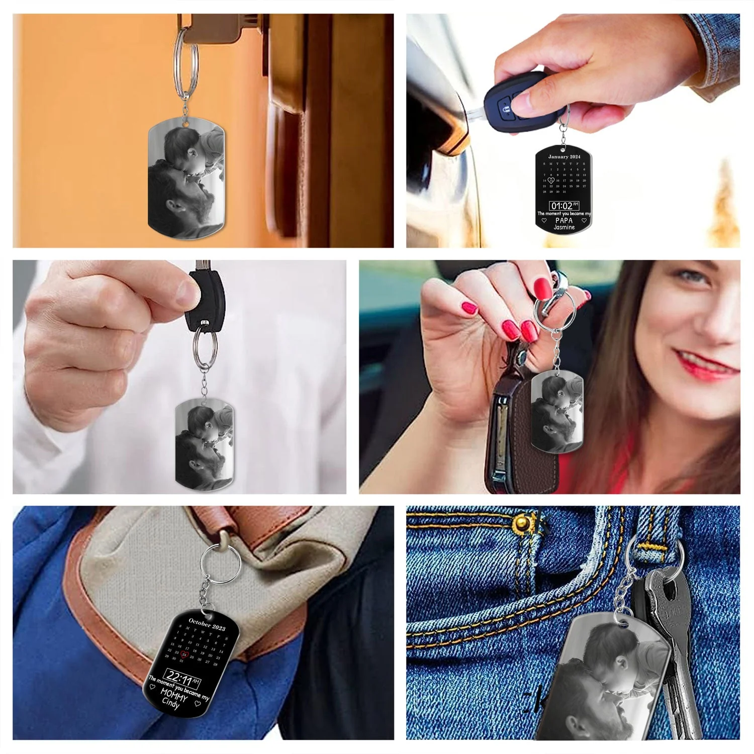 Custom Photo Calendar Black The Moment You Became My Daddy - Gift For Father - Personalized Aluminum Keychain - Image 6