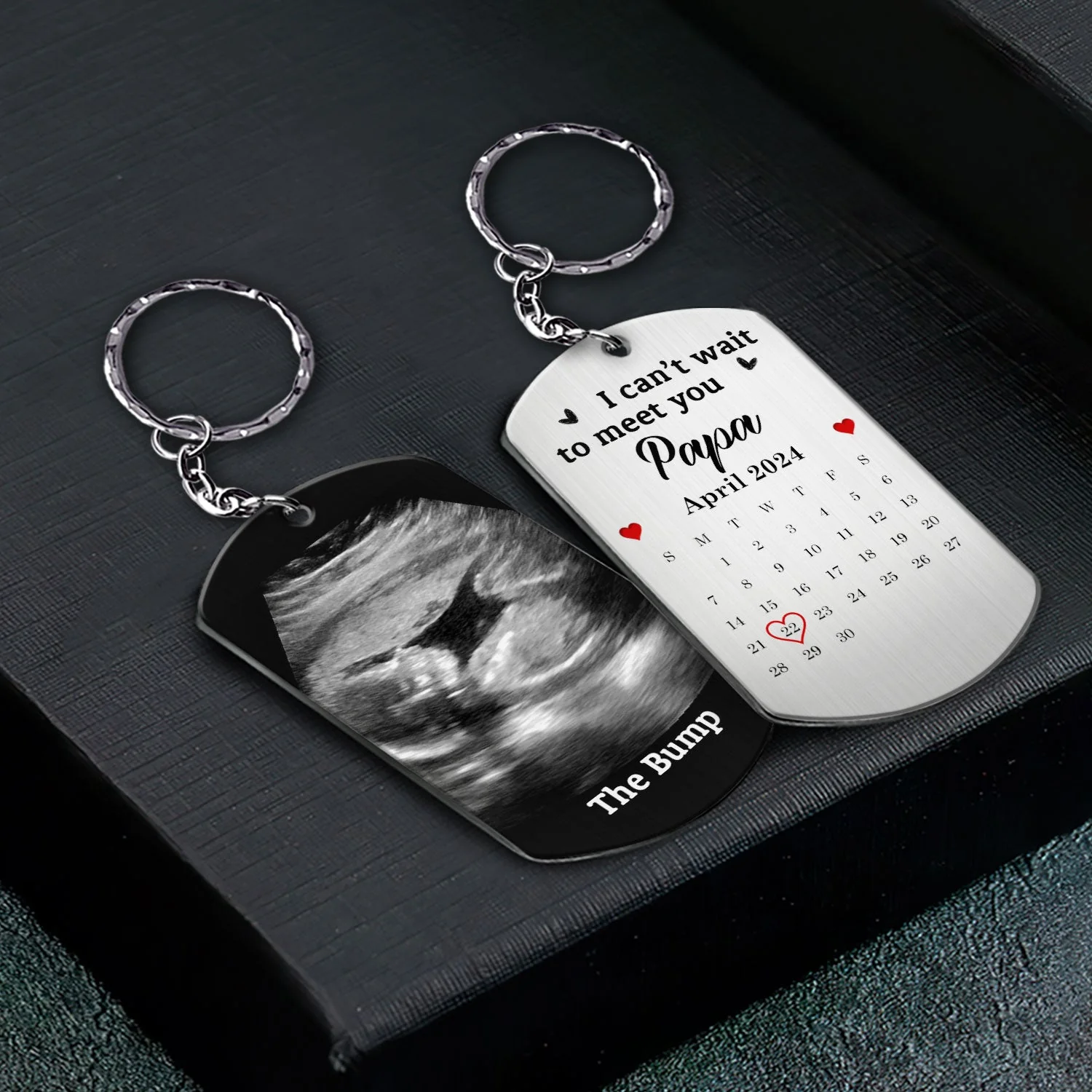 Custom Photo Calendar Can't Wait To Meet You - Gift For Father - Personalized Aluminum Keychain - Image 2