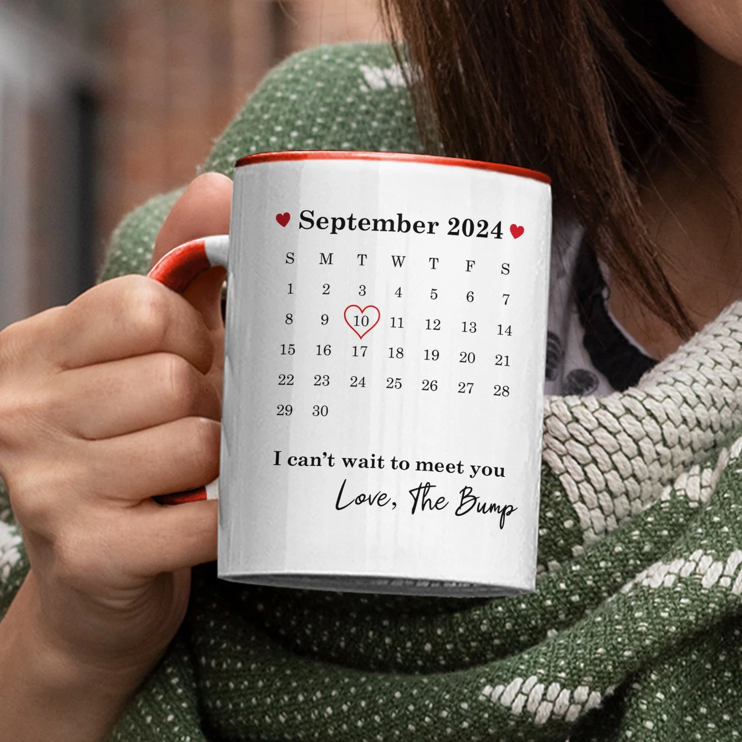 Custom Photo Calendar Can't Wait To Meet You - Gift For Mother, Father - Personalized Accent Mug - Image 3