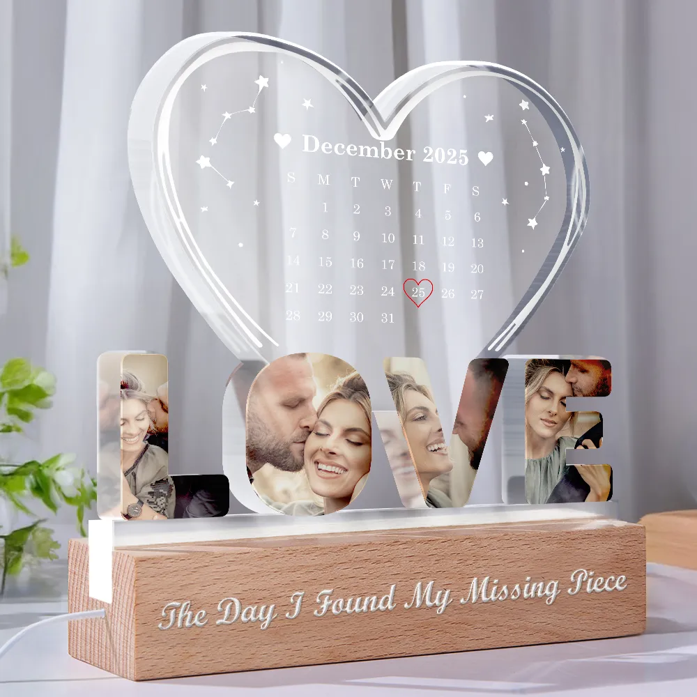 Custom Photo Calendar Couple The Day Our Journey Began - Personalized Custom Shaped LED Light - Image 2