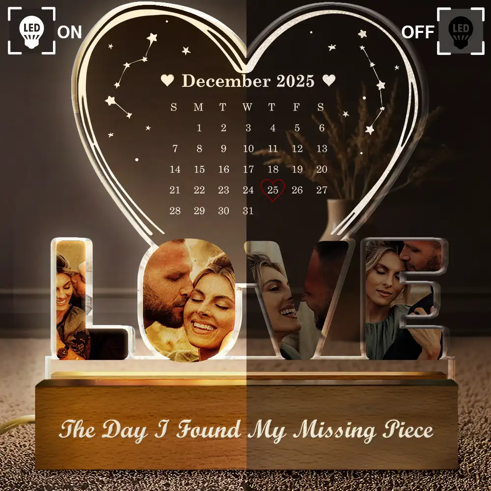 Custom Photo Calendar Couple The Day Our Journey Began - Personalized Custom Shaped LED Light - Image 5