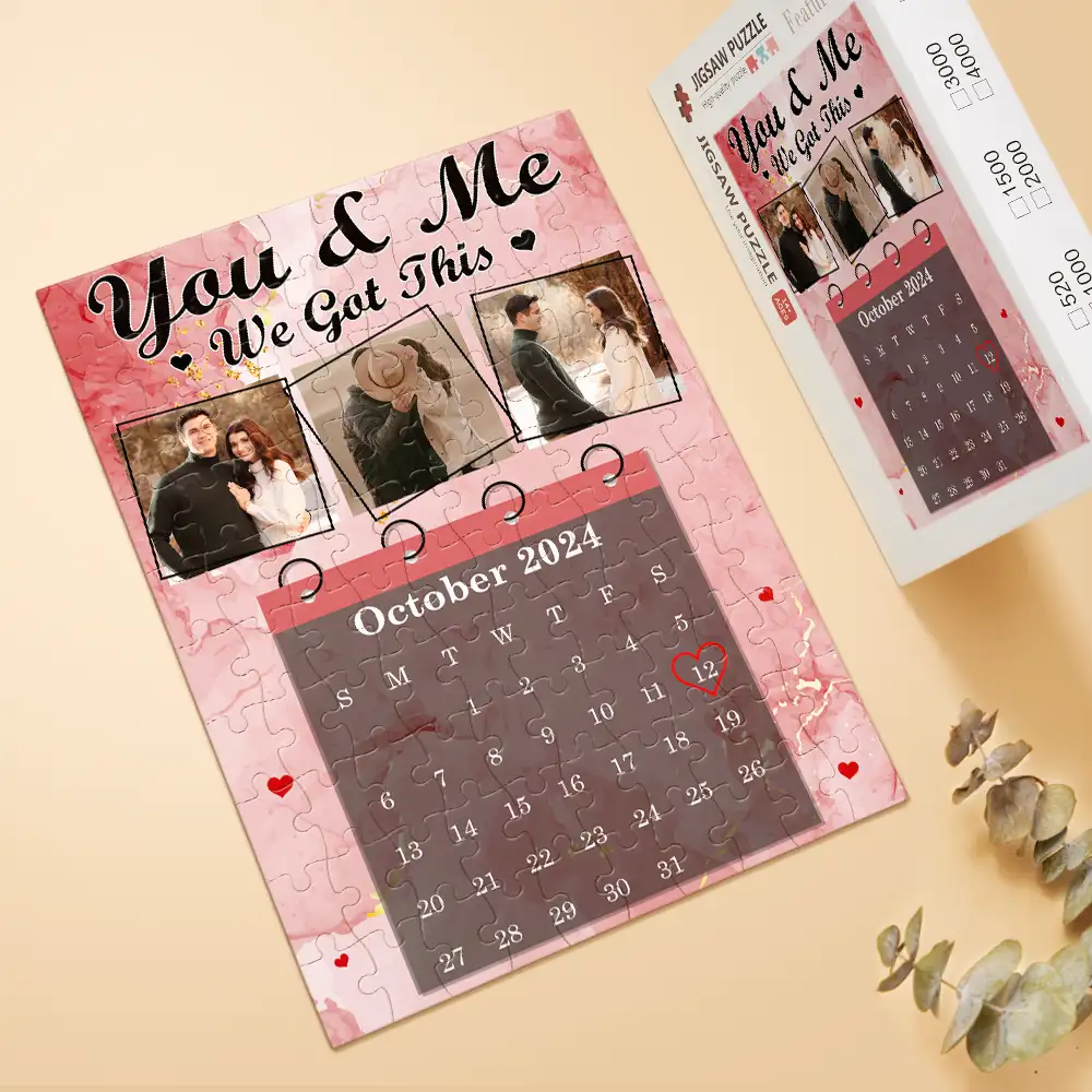Custom Photo Calendar Couple The Day Our Journey Began - Personalized Jigsaw Puzzle - Image 3