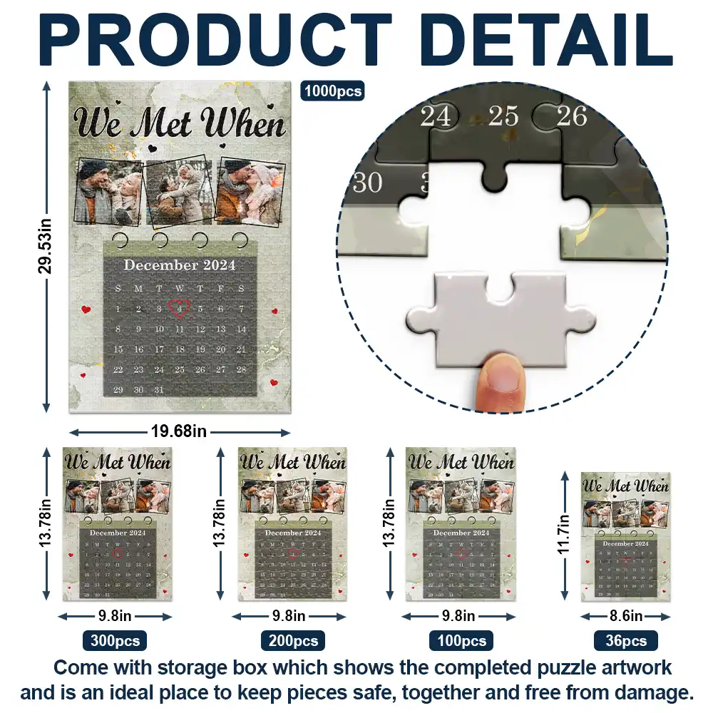 Custom Photo Calendar Couple The Day Our Journey Began - Personalized Jigsaw Puzzle - Image 5