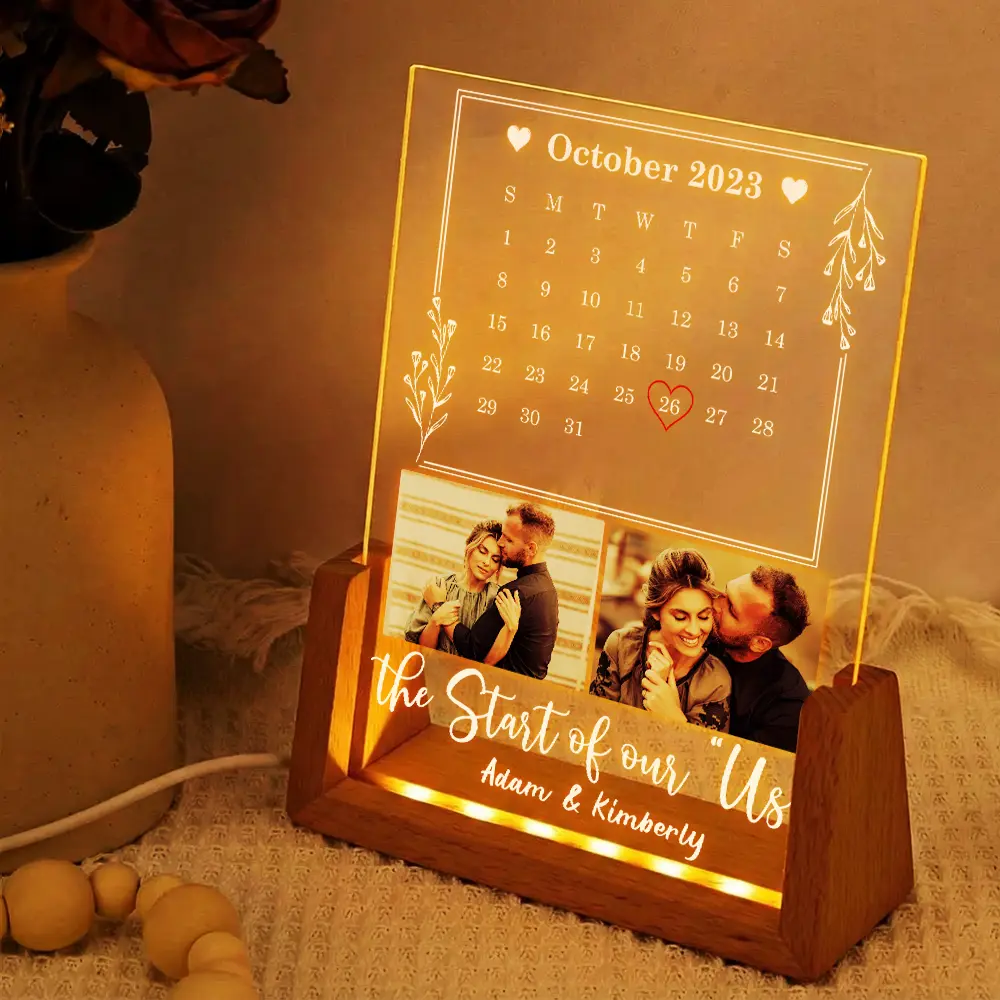 Custom Photo Calendar Couple The Start Of Our Us - Personalized Night Light - Image 2