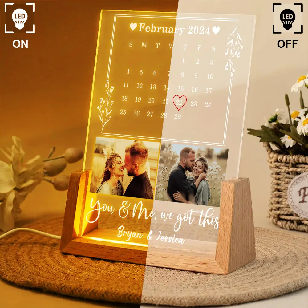 Custom Photo Calendar Couple The Start Of Our Us - Personalized Night Light - Image 3