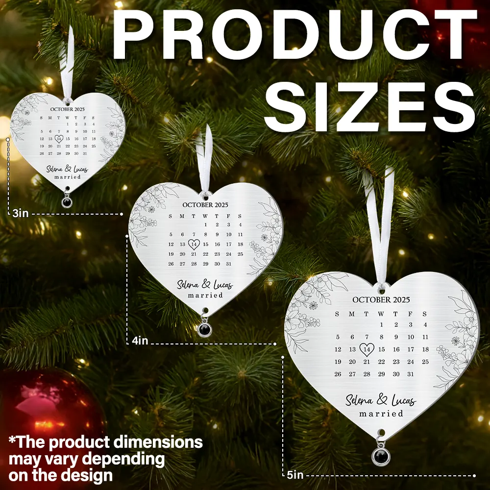 Custom Photo Calendar First Christmas Married Engaged Newlywed - Personalized Custom Shaped Photo Projection Ornament - Image 6