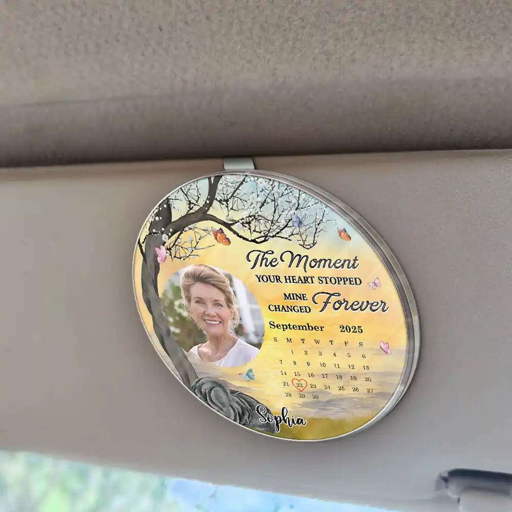 Custom Photo Calendar Memorial The Moment Your Heart Stopped - Personalized Custom Shaped Acrylic Car Visor Clip - Image 2