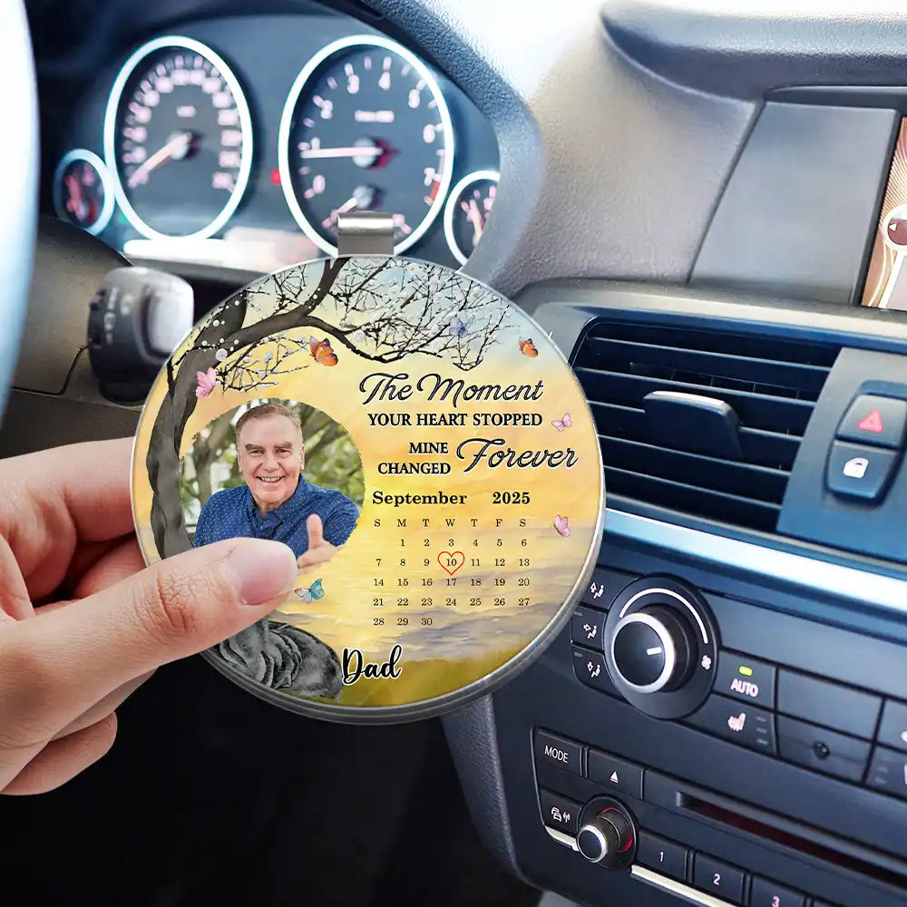 Custom Photo Calendar Memorial The Moment Your Heart Stopped - Personalized Custom Shaped Acrylic Car Visor Clip - Image 3
