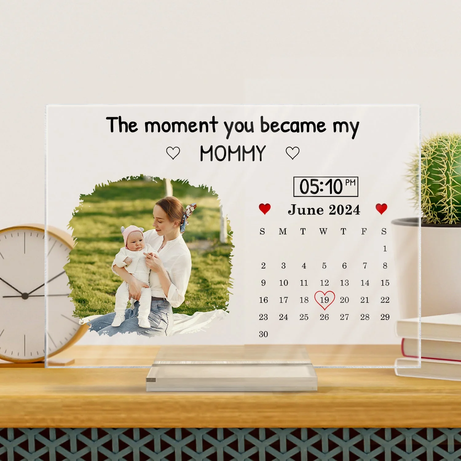 Custom Photo Calendar Mommy The Day You Became My Mommy - Gift For Mother - Personalized Horizontal Rectangle Acrylic Plaque - Image 3