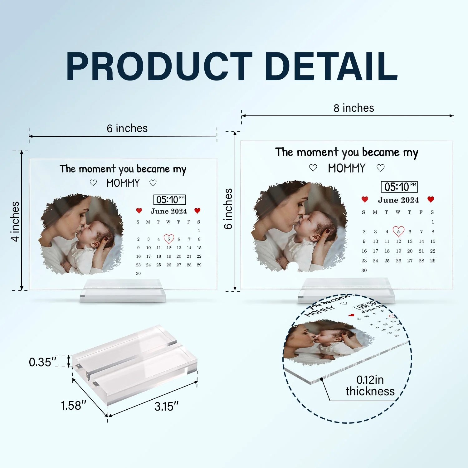 Custom Photo Calendar Mommy The Day You Became My Mommy - Gift For Mother - Personalized Horizontal Rectangle Acrylic Plaque - Image 5
