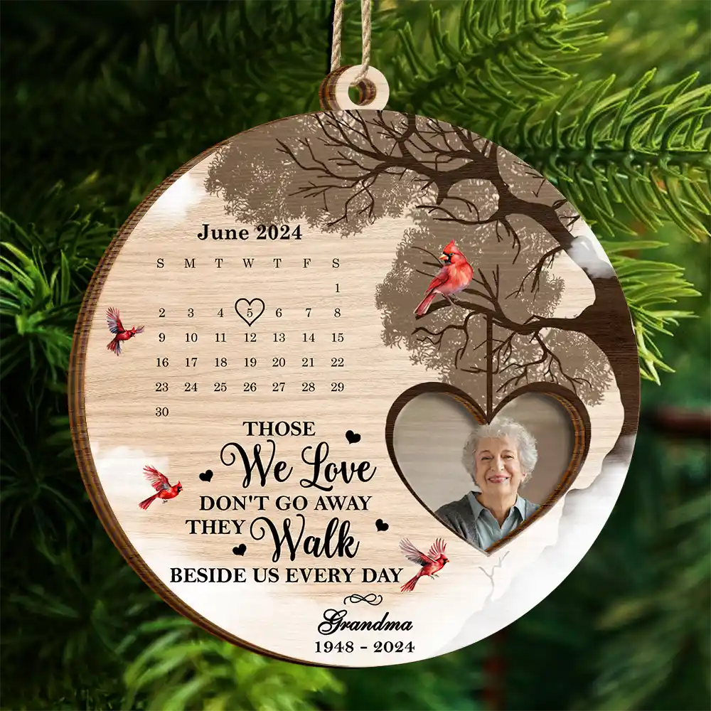 Custom Photo Calendar The Day God Called You Home Memorial - Personalized 2-Layered Wooden Ornament - Image 4