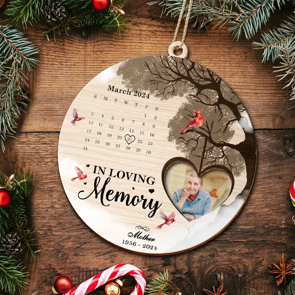 Custom Photo Calendar The Day God Called You Home Memorial - Personalized 2-Layered Wooden Ornament - Image 5